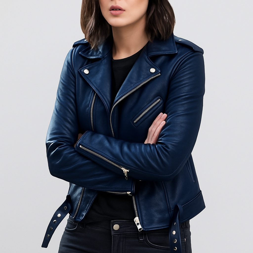 Schicke Damen Lederjacke Slim Fit Biker Style