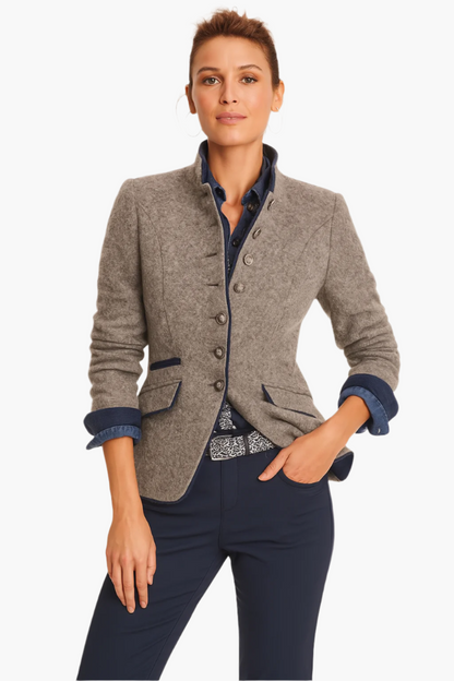 Damen Winterblazer Eleganter Stehkragen