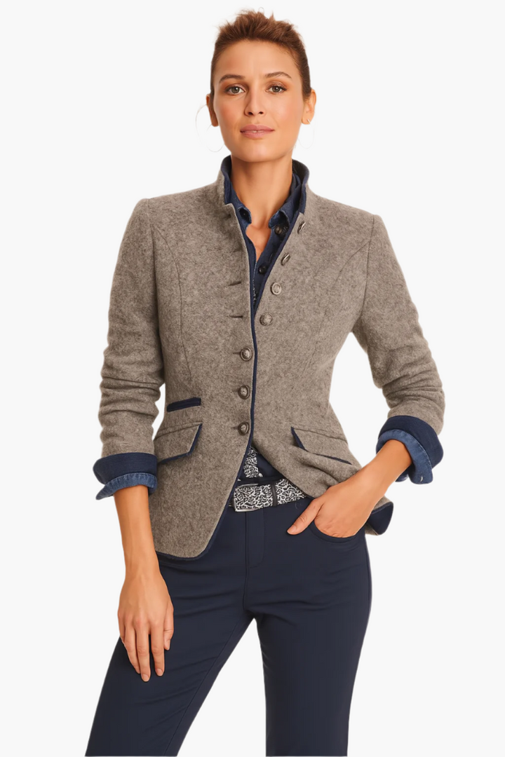 Damen Winterblazer Eleganter Stehkragen