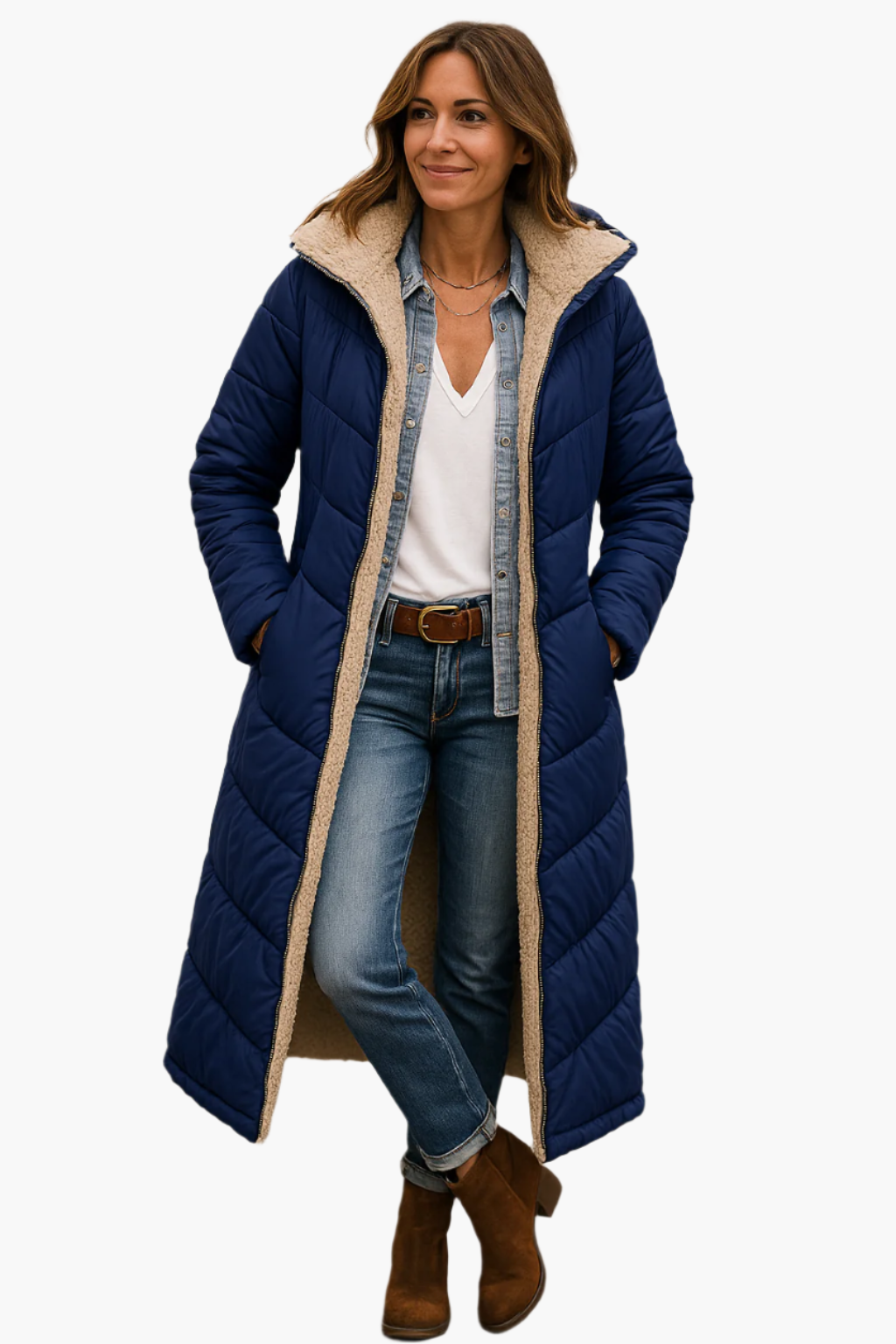 Damen Winterjacke Warm Kapuzenpuffer Elegant Lang