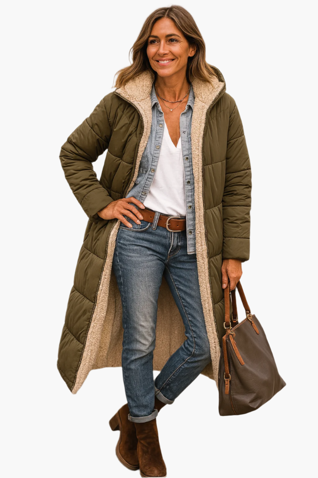 Damen Winterjacke Warm Kapuzenpuffer Elegant Lang