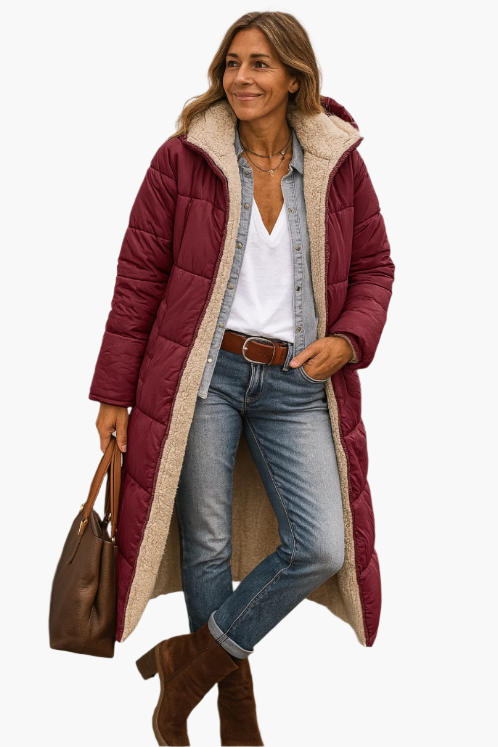 Damen Winterjacke Warm Kapuzenpuffer Elegant Lang