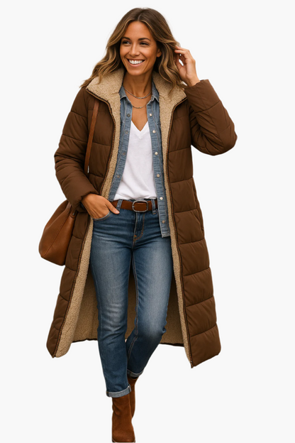 Damen Winterjacke Warm Kapuzenpuffer Elegant Lang