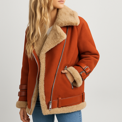 Aviator-Mantel Elegant Leder