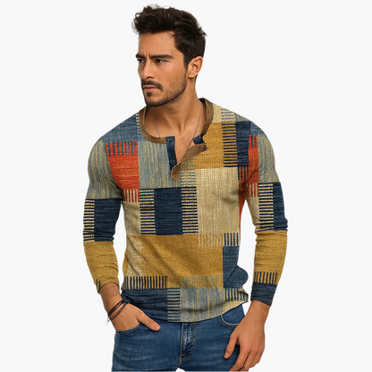 Herren Strickpullover Modern Patchwork Design