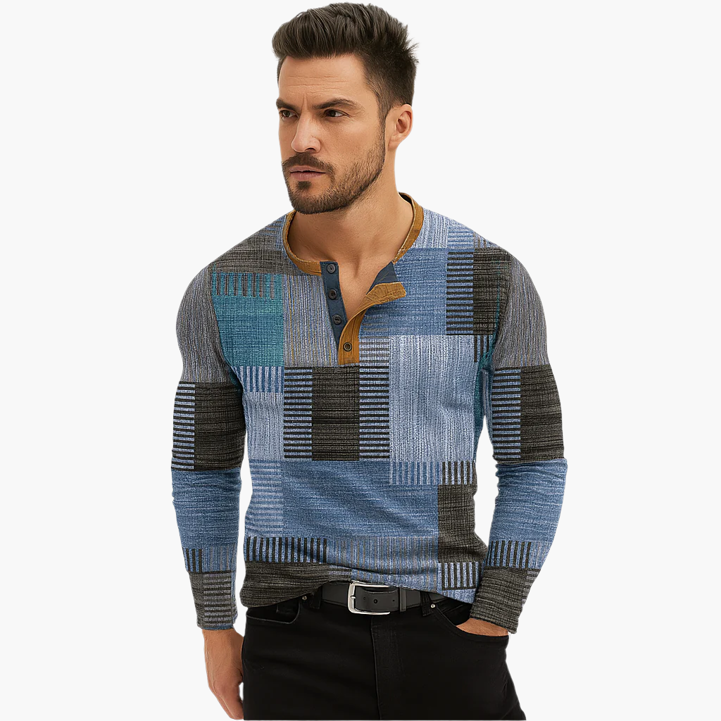 Herren Strickpullover Modern Patchwork Design