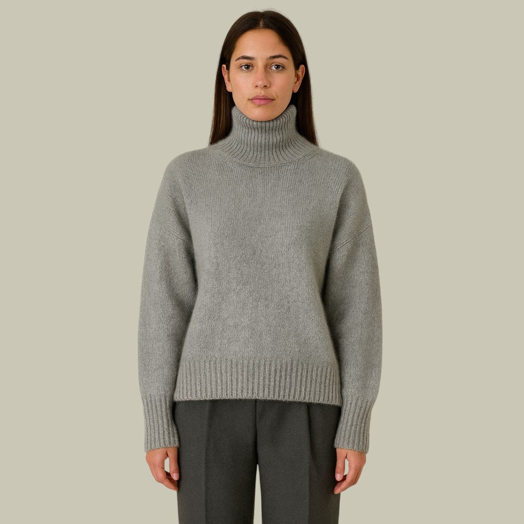 Damen Rollkragenpullover Merinowolle Weich Bequem - IdealeKleiden