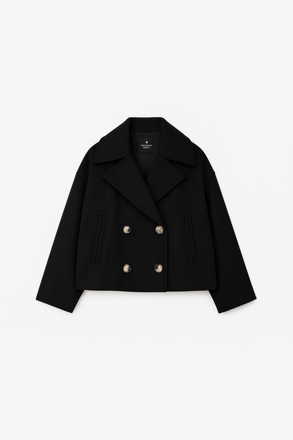 Damen Kurzmantel Elegant Doppelknopf Design