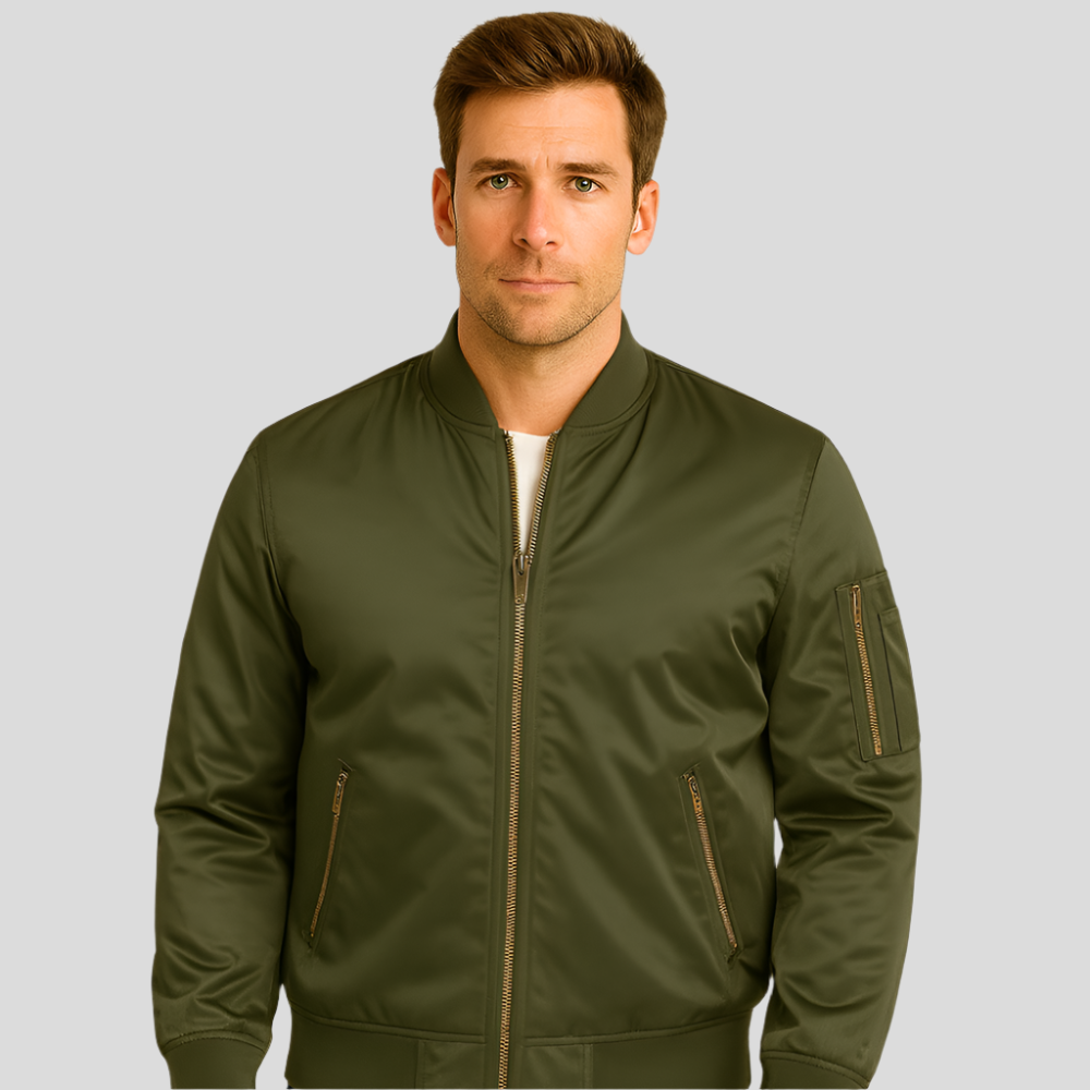 Männer Bomberjacke Metallverschluss Modern