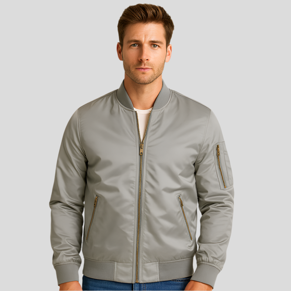 Männer Bomberjacke Metallverschluss Modern