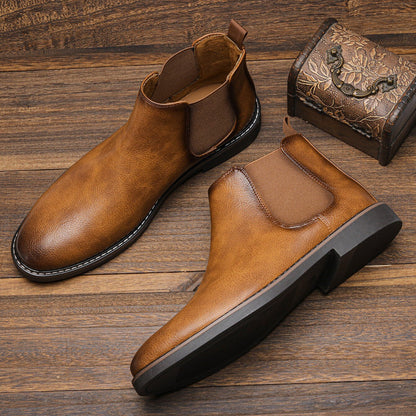 Leder Chelsea Stiefel Knöchelhoch Herren