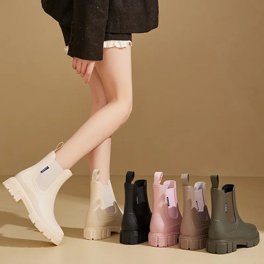 Wasserdichte Regenstiefel Damen Ankle-Boot mit Rutschsicherer Sohle - IdealeKleiden