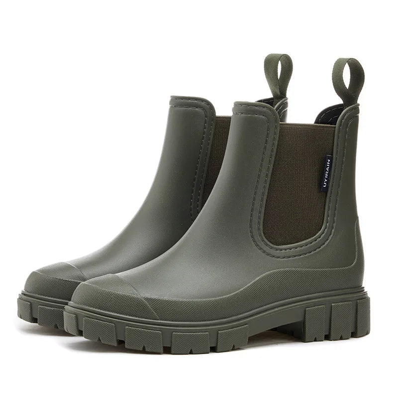 Wasserdichte Regenstiefel Damen Ankle-Boot mit Rutschsicherer Sohle
