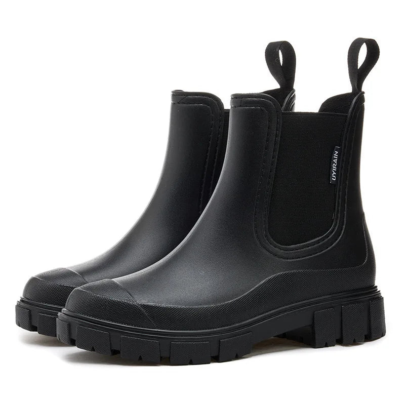 Wasserdichte Regenstiefel Damen Ankle-Boot mit Rutschsicherer Sohle