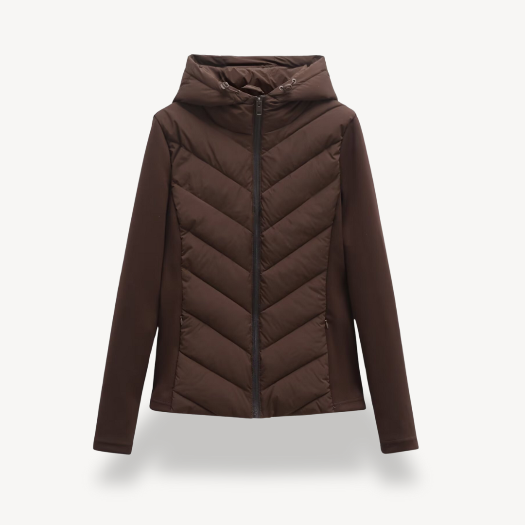 Damen Winterjacke Chevron Wattierte Kapuzenjacke