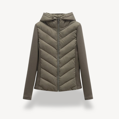 Damen Winterjacke Chevron Wattierte Kapuzenjacke