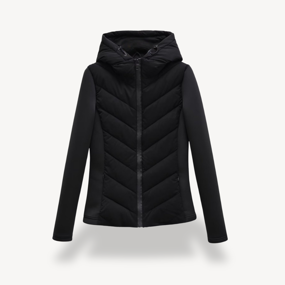 Damen Winterjacke Chevron Wattierte Kapuzenjacke