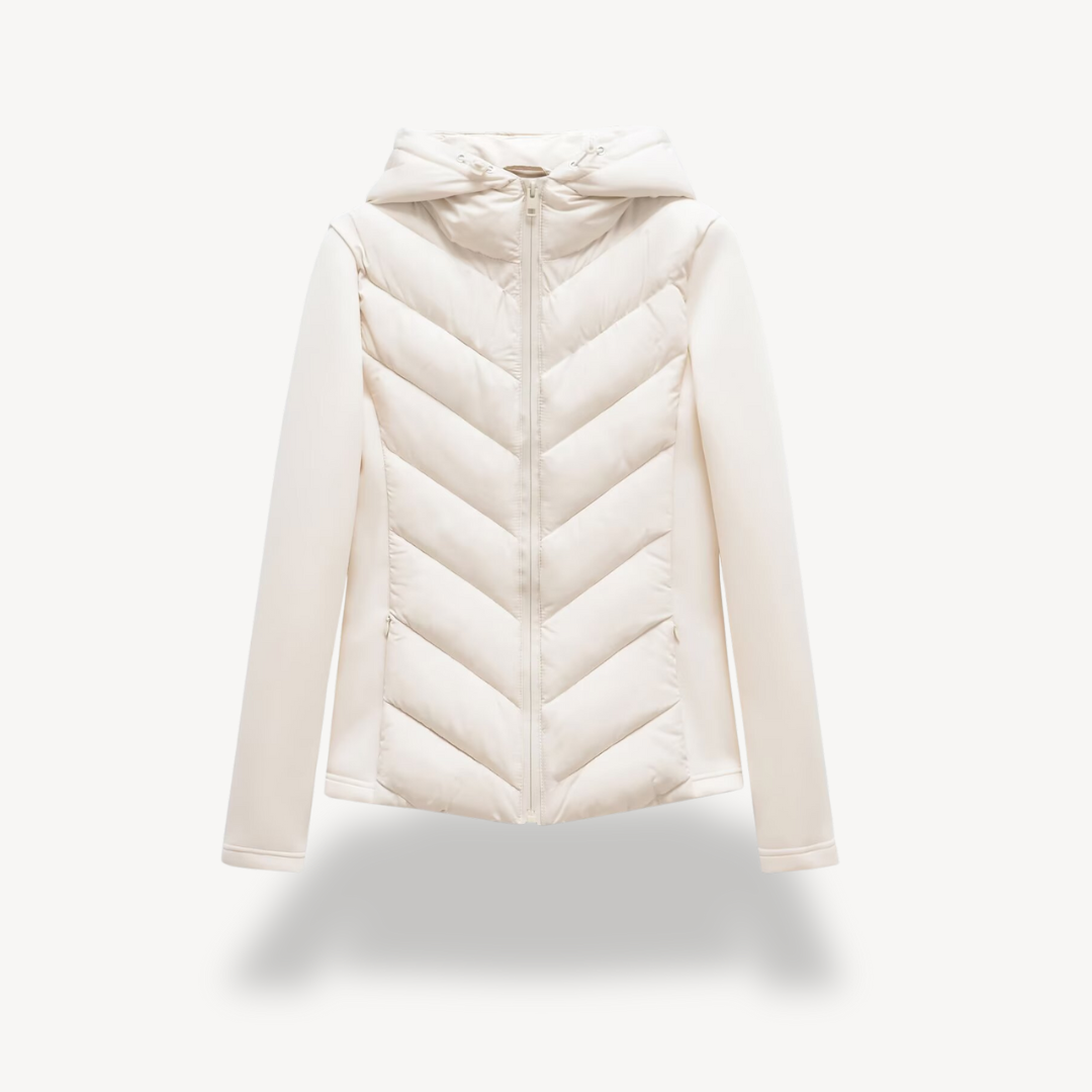 Damen Winterjacke Chevron Wattierte Kapuzenjacke
