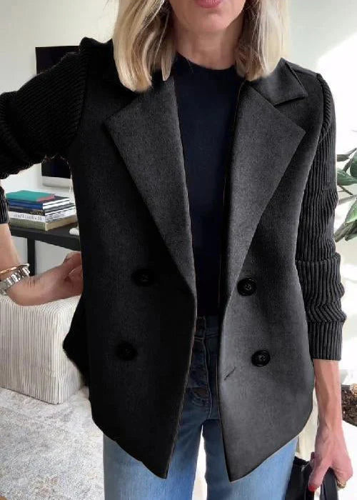 Damen Wintermantel Doppelreihen Elegant Warm