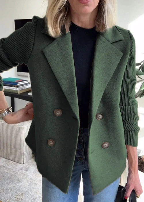 Damen Wintermantel Doppelreihen Elegant Warm
