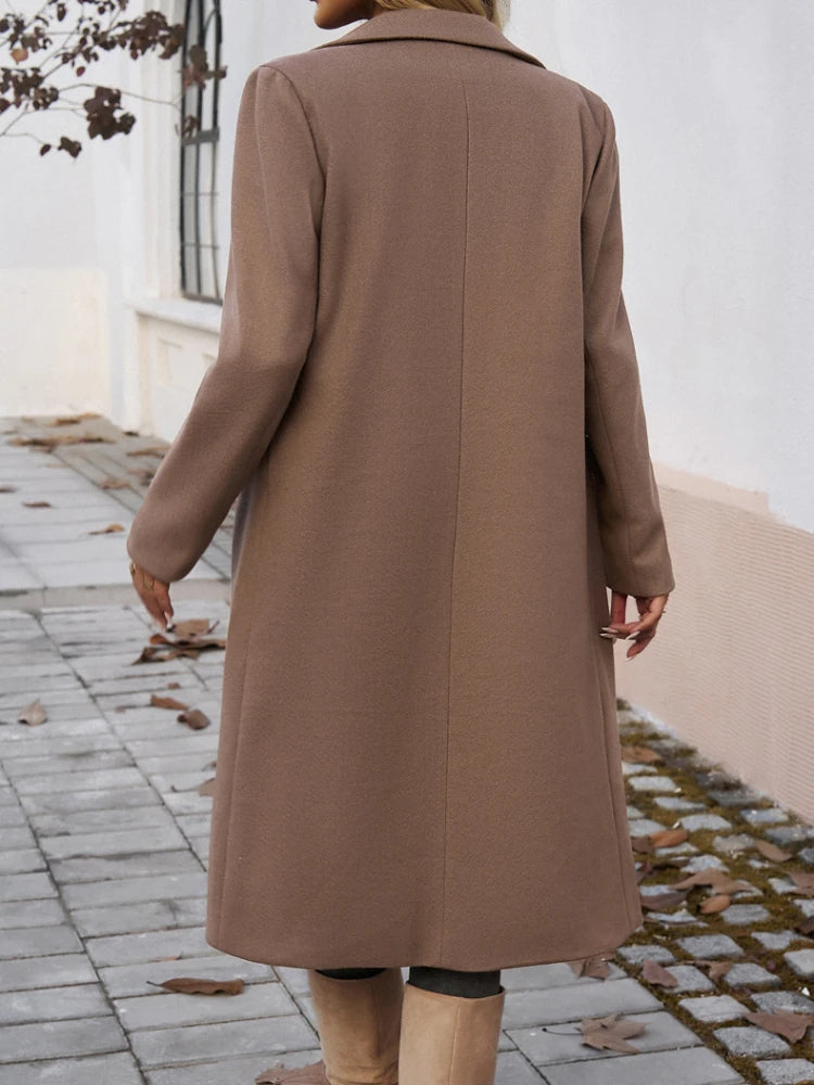 Damen Trenchcoat Elegant Lang Reverskragen - IdealeKleiden
