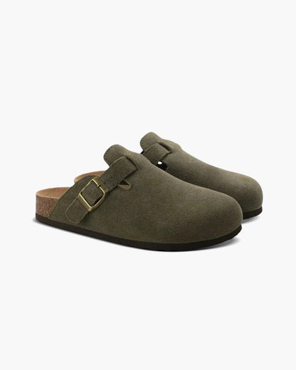 Bequeme Herren Holzclogs aus Leder