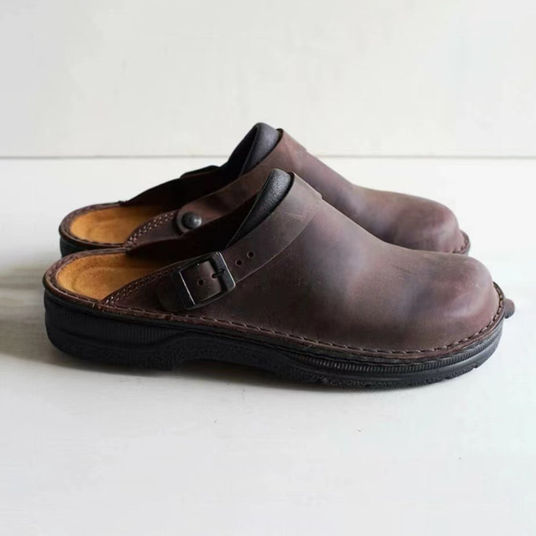 Retro Lederclogs Herren Schuhe Bequem