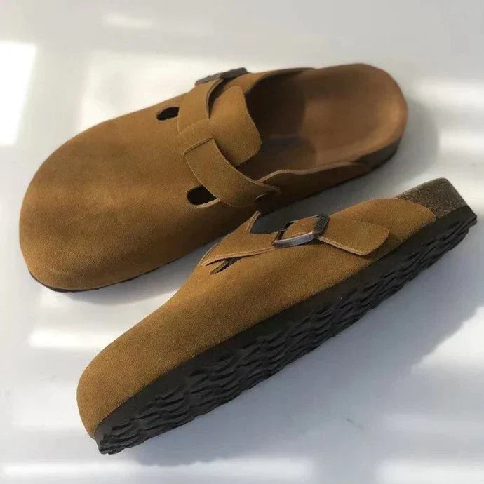 Herren Pantoletten Wildleder Clogs Bequem - IdealeKleiden