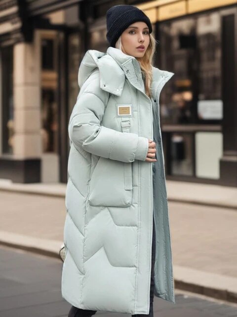 Verlängerte Puffjacke Damen Oversized