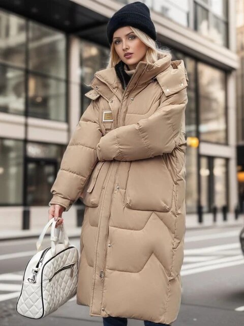 Verlängerte Puffjacke Damen Oversized