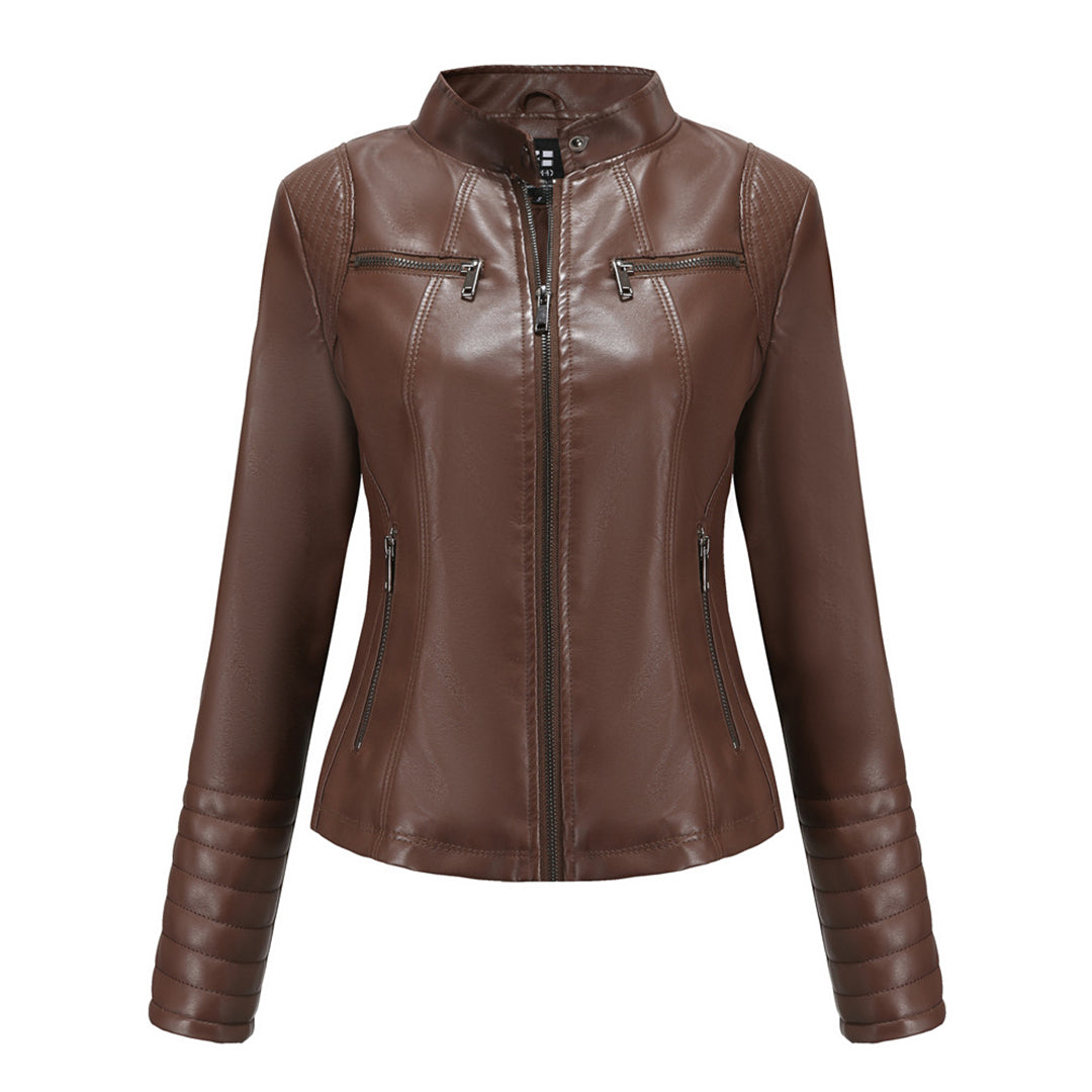 Herbstliche Lederjacke Damen Trendy Design