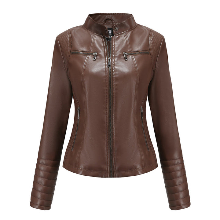 Herbstliche Lederjacke Damen Trendy Design