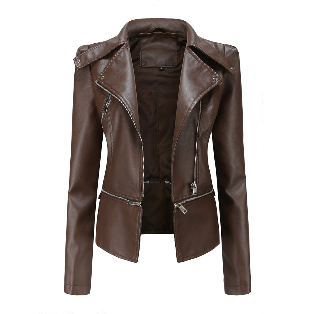 Herbstliche Lederjacke Trendy Damen
