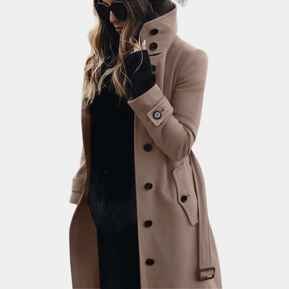 Eleganter Damen Trenchcoat Lang Wintermantel - IdealeKleiden
