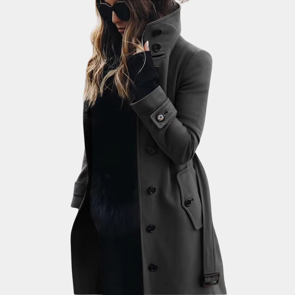 Eleganter Damen Trenchcoat Lang Wintermantel
