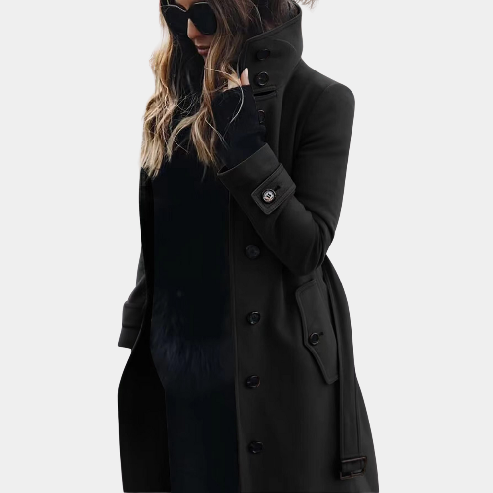 Eleganter Damen Trenchcoat Lang Wintermantel