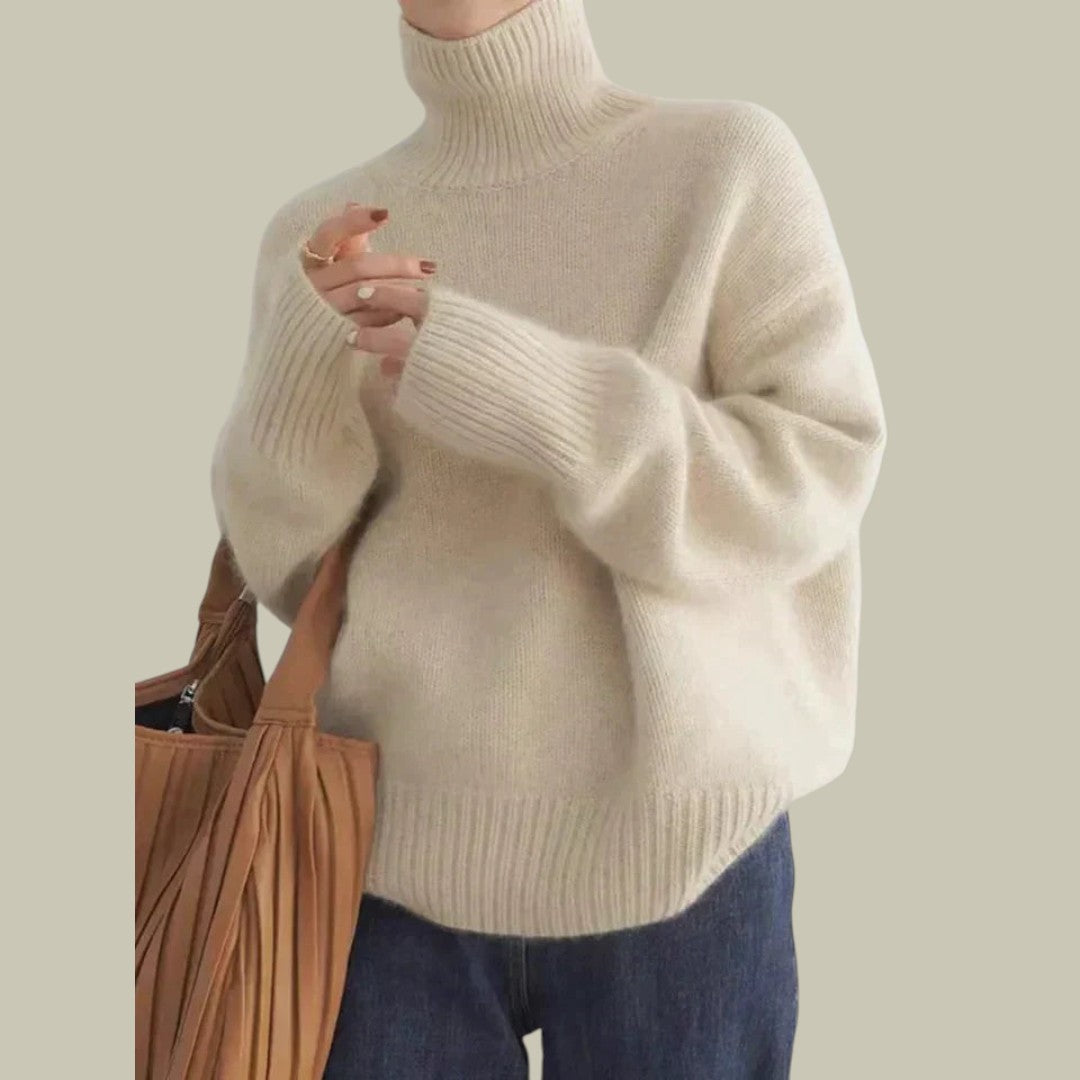 Damen Rollkragenpullover Merinowolle Weich Bequem