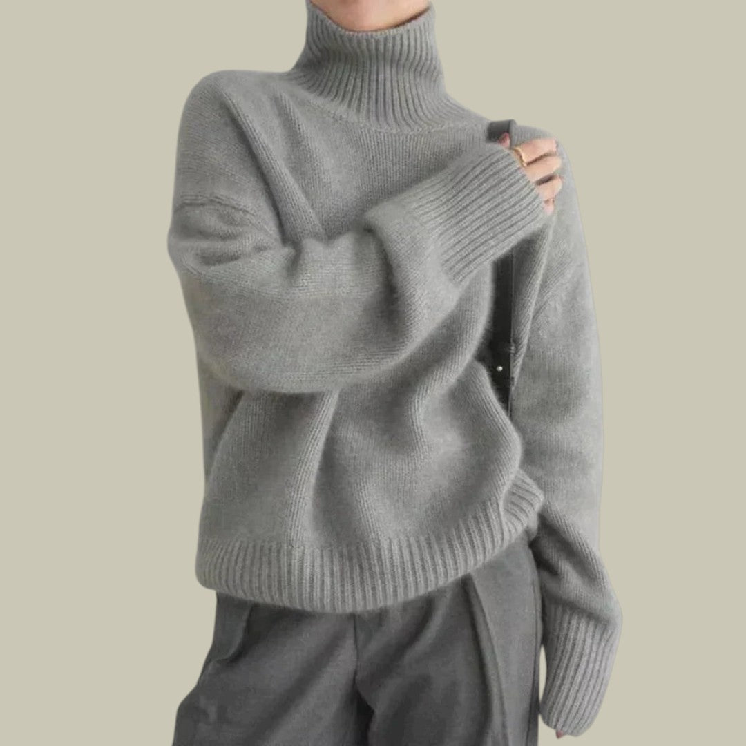 Damen Rollkragenpullover Merinowolle Weich Bequem
