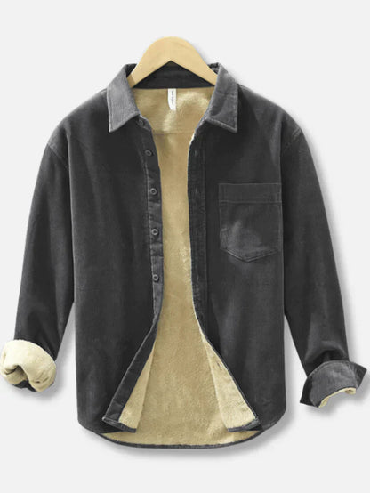 Herren Cordhemd Warm Fleece Overshirt