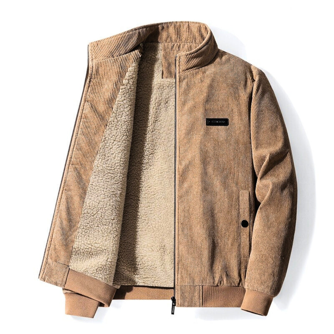 Herren Cordjacke Fleece Gefüttert Reißverschluss