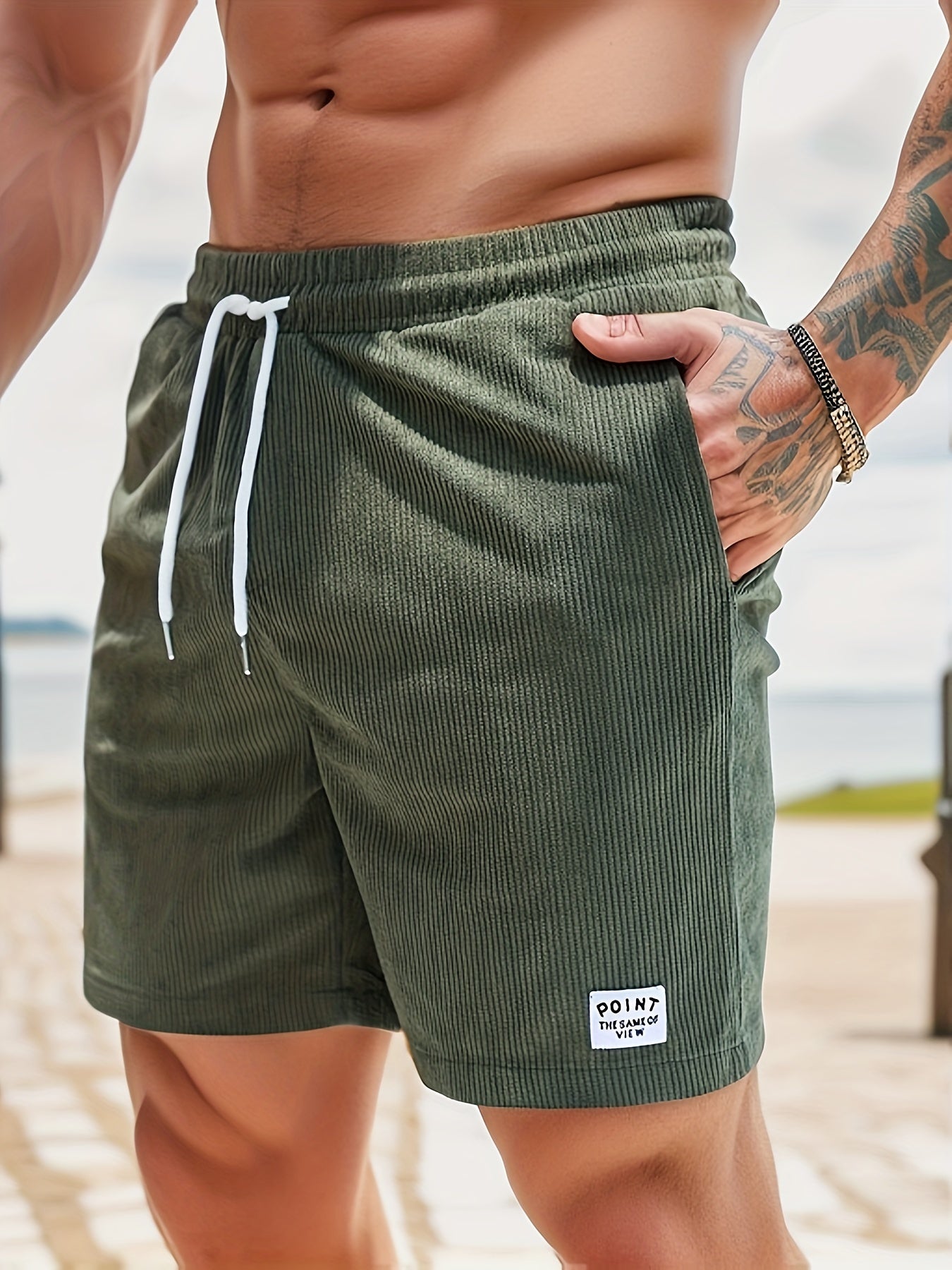 Elastische Herren-Shorts Sommer Cord mit Kordelzug