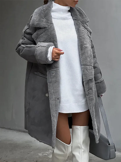 Winddichte Damenjacke Teddymantel Warm