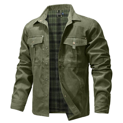 Herren Flanell Hemdjacke Warm Gefüttert