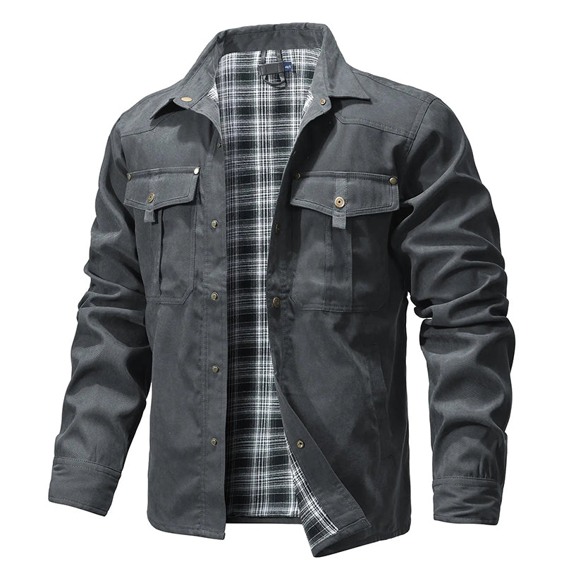 Herren Flanell Hemdjacke Warm Gefüttert