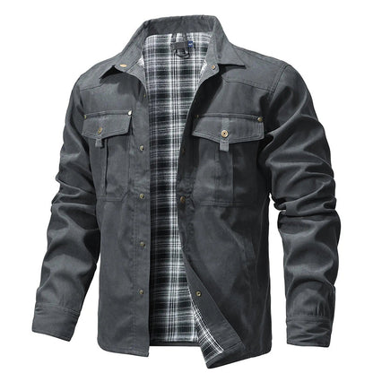 Herren Flanell Hemdjacke Warm Gefüttert
