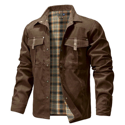 Herren Flanell Hemdjacke Warm Gefüttert