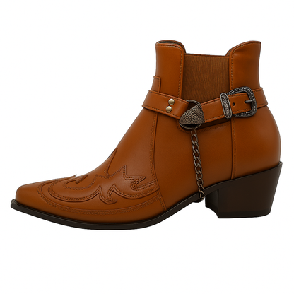 Herren Westernstiefel Spitze Zehenpartie Lederschuh