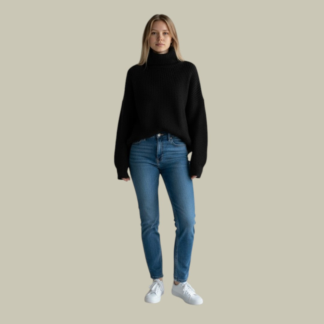 Weite Damen Pullover Winter Warm Rollkragen