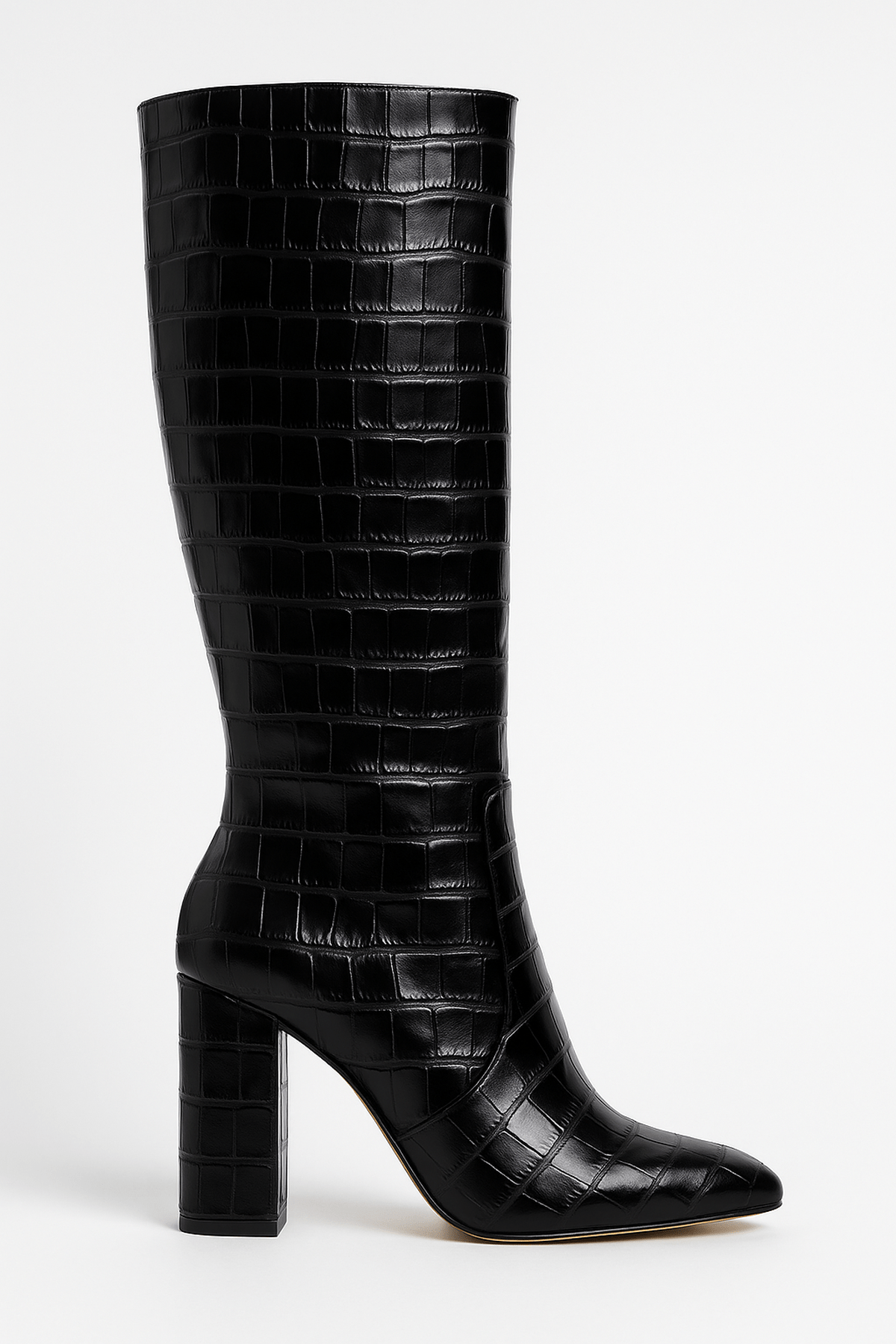 Damen Stiefel Kroko Optik Quadratischer Absatz - IdealeKleiden