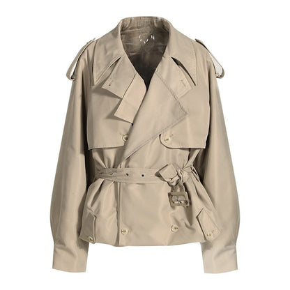 Damen Trenchcoat Kurz Schnitt Langärmlig Modern